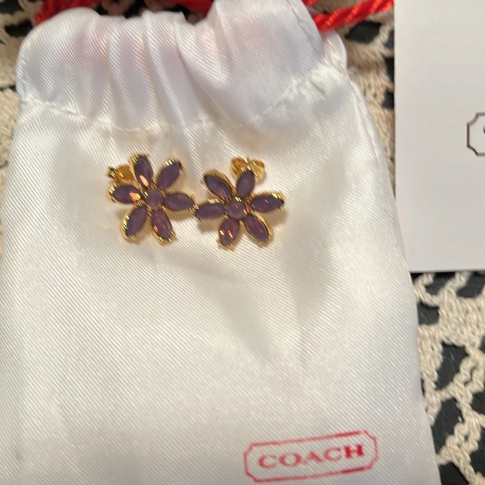 NEW COACH FLOWER EARRINGS - Picture 2 of 7